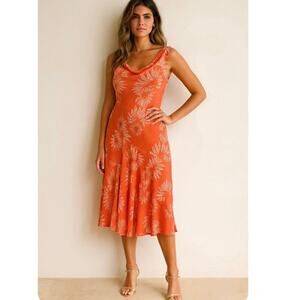 Vintage Y2K Red Floral Sequence Fairy Mermaid Asymmetrical Flowy Midi Dress XL